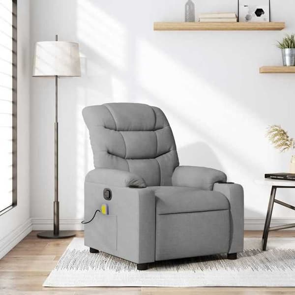 Maison Exclusive - Ljusgrå massagefåtölj med lutning i tyg Ljusgrått