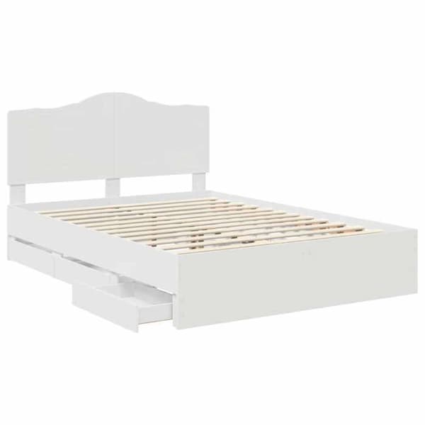 Sängram - EXKLUSIV HEM - Sängram med låda - Vit - 150 x 200 cm - Ingenjörsträ Vit