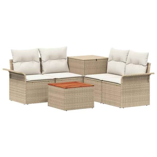 Trädgårdsoffor - EXKLUSIVT HUS - Set 6 delar - Poly rotting - Stålram - Modulär med förvaringslåda
