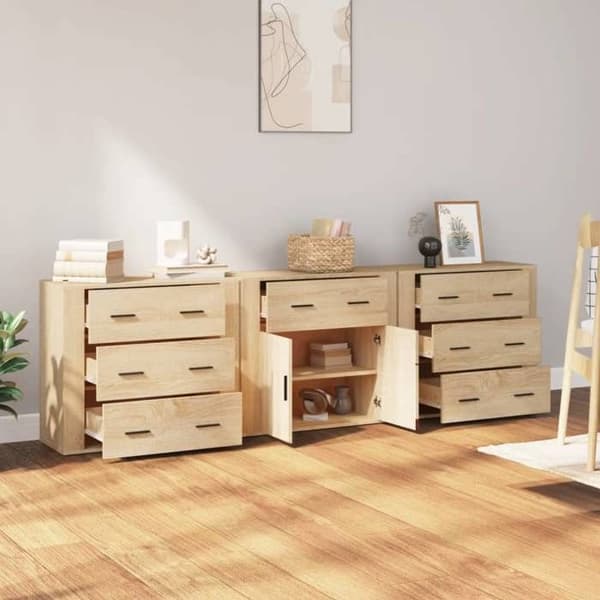 Maison Exclusive - 3 stk. Buffet Sonoma Eg Ingeniørtræ