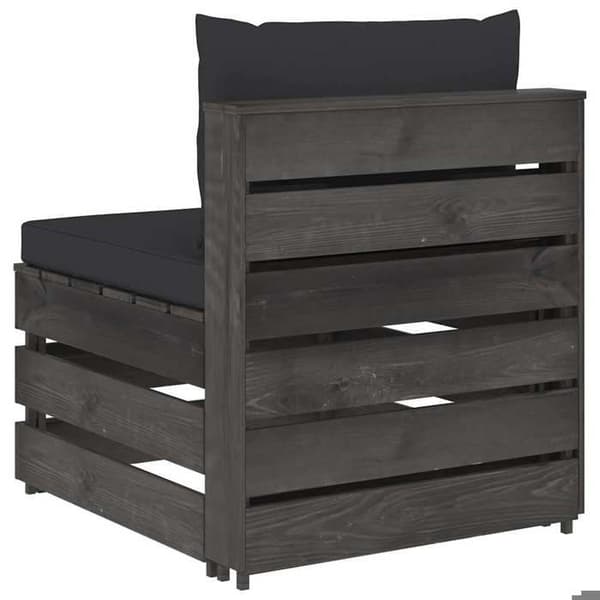 Maison Exclusive - Central sektionell soffa med kuddar, trä impregnerat i grått