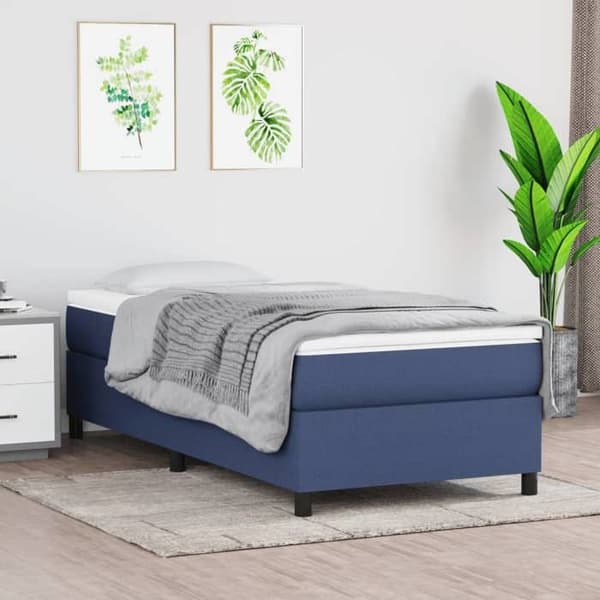 Maison Exclusive - Sengestel med springmadras Blå 90x200 cm Stof