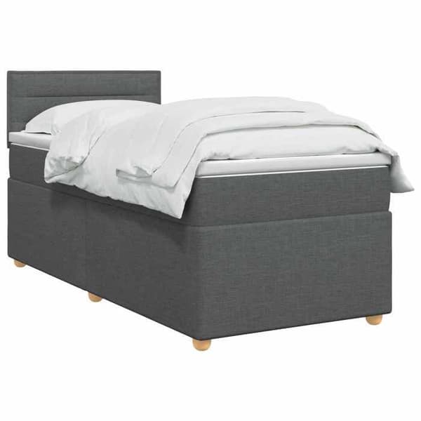 Maison Exclusive - Boxspring säng med madrass Mörkgrå 90 x 190 cm Tyg