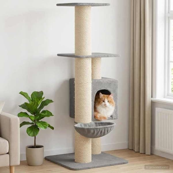 Maison Exclusive - Kattträd med sisal klöspinnar Ljusgrå 137 cm