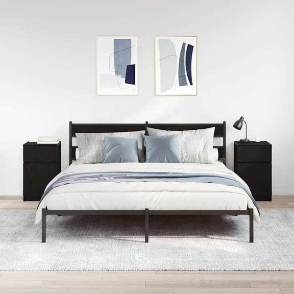 Maison Exclusive - Natborde 2 stk sort 39x35x65 cm ingeniørtræ