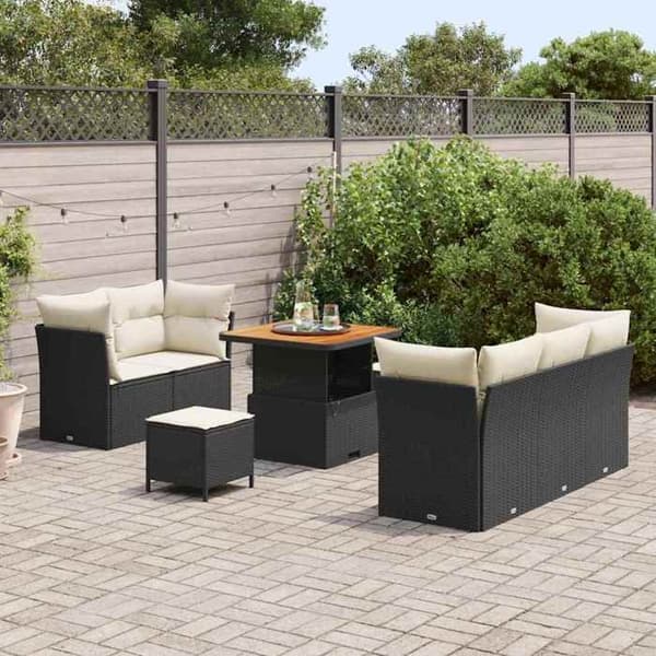 Trädgårdsmöbler - EXKLUSIVT HUS - Modulsystem 8 delar - 5 platser - Poly rattan & akacia - Justerbart bord Ej specificerat