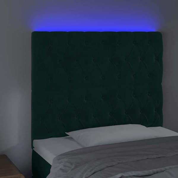 Maison Exclusive - LED-päätylevy tummanvihreä 100x7x118/128 cm sametti Mörkgrön