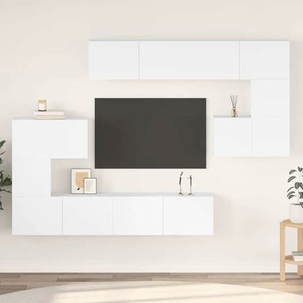 Maison Exclusive - TV-möbelset 8 delar Vit Ingenjörsträ Matt vit