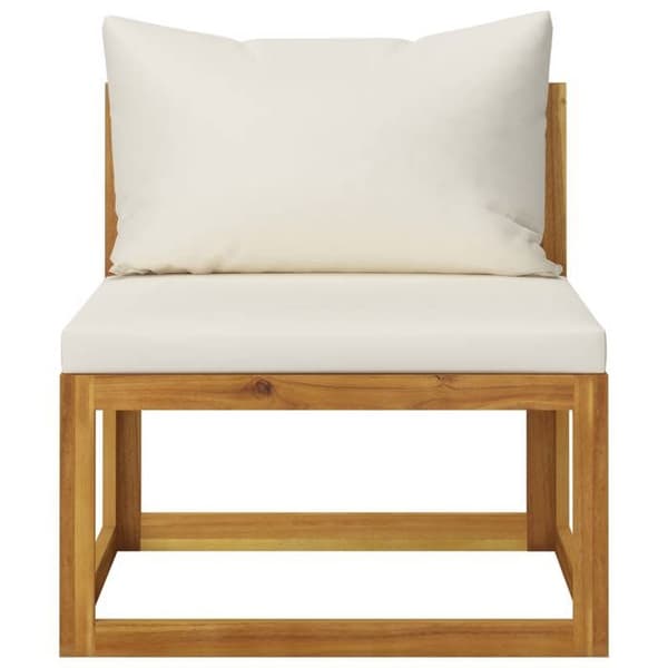 Maison Exclusive - Havegruppe 4 stk med cremefarvede puder i solid akacietræ Grädde