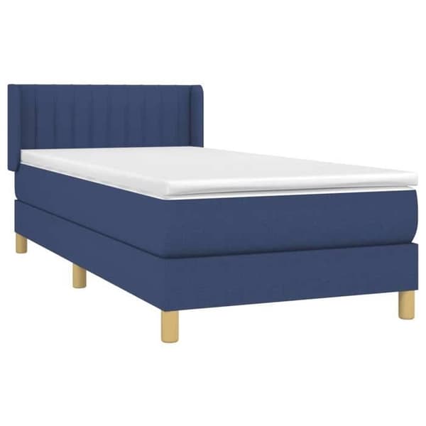 Maison Exclusive - Sengestel med springmadras Blå 90x200 cm Stof