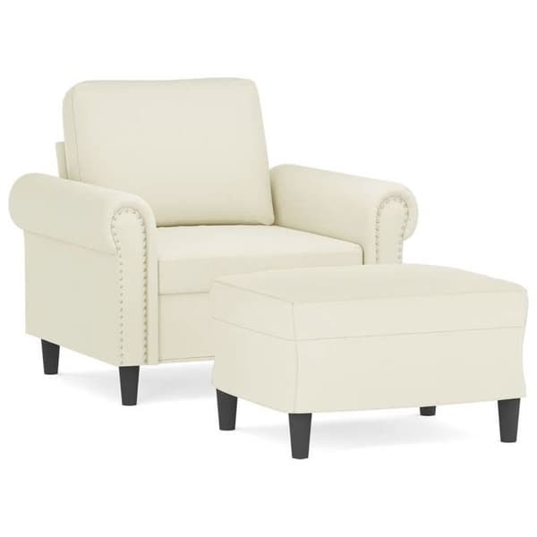Maison Exclusive - Tuoli jalkatuella, Kermansävy, 60 cm Sametti