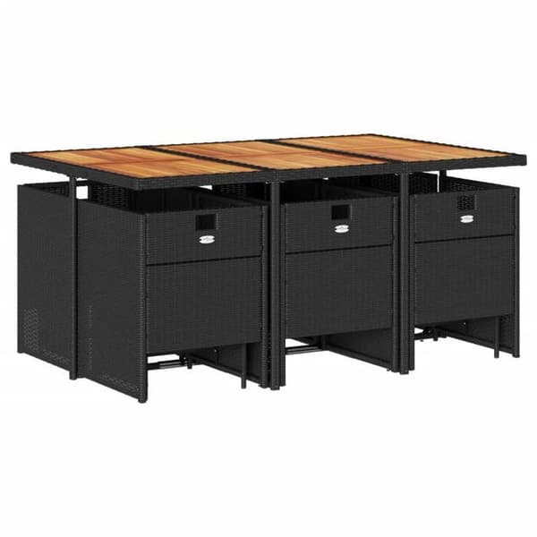 Maison Exclusive - Trädgårdsset 11 delar med svarta kuddar i flätad resin
