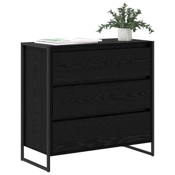 Maison Exclusive - Buffet Sort egetræ 79 x 36 x 75.5 cm Ingeniørtræ