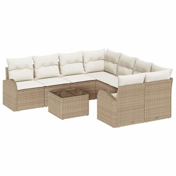 Trädgårdsmöbelset - EXKLUSIV HEM - 9 delar - Beige - Polyrotting - Modulär beige