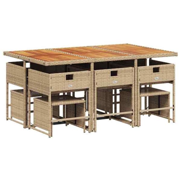 Maison Exclusive - Puutarhakalusteryhmä ja tyynyt 11 kpl beige polyrottinki beige