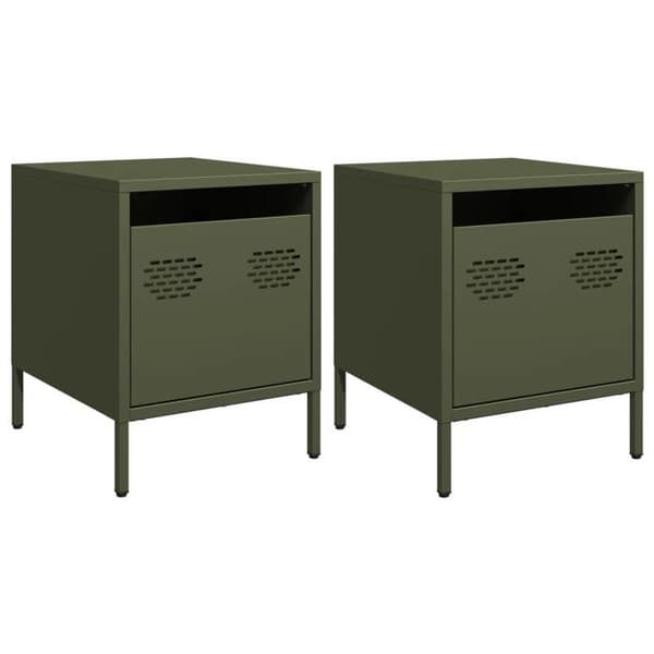Maison Exclusive - Natborde 2 stk olivengrøn 35x39x43,5 cm stål
