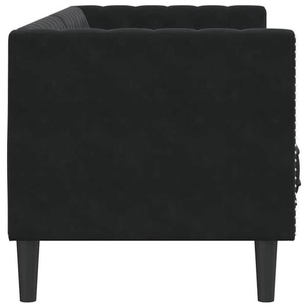 Maison Exclusive - Chesterfield-sohva, jossa on tyynyt, 3 paikkaa, musta sametti
