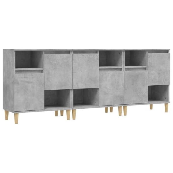 Maison Exclusive - Buffet 3 stk grå beton 60x35x70 cm ingeniørtræ
