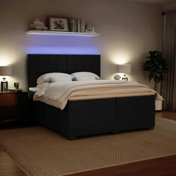 Maison Exclusive - Sengestel med kunstlæder og madras Sort 200x200 cm Velours