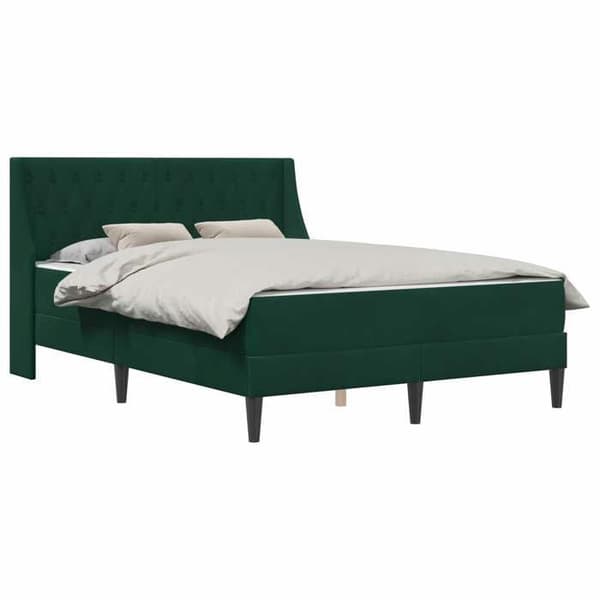 Maison Exclusive - Sängram med madrass Mörkgrön 160 x 200 cm Sammet