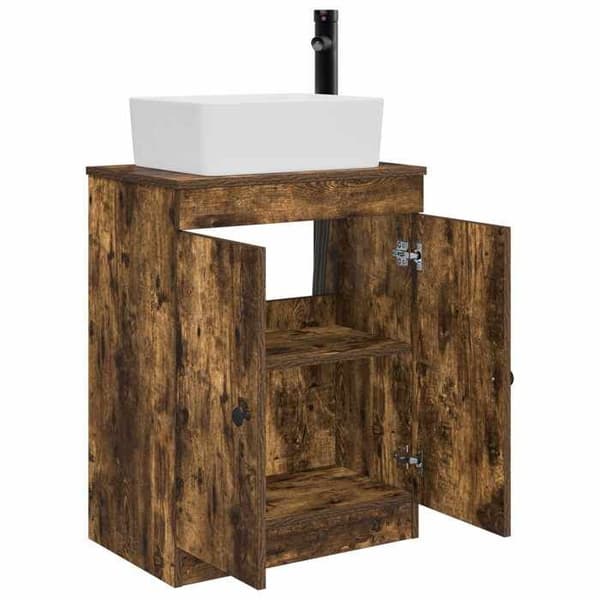 Maison Exclusive - Badeværelsesmøbel med vask Røget eg 54 x 35 x 83 cm