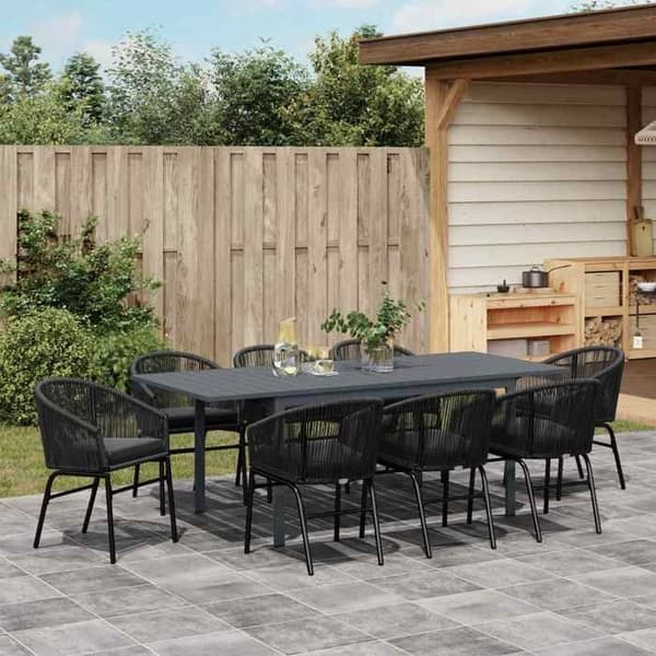 Maison Exclusive - 9 pc have spisebordssæt i sort polyrotin Svart