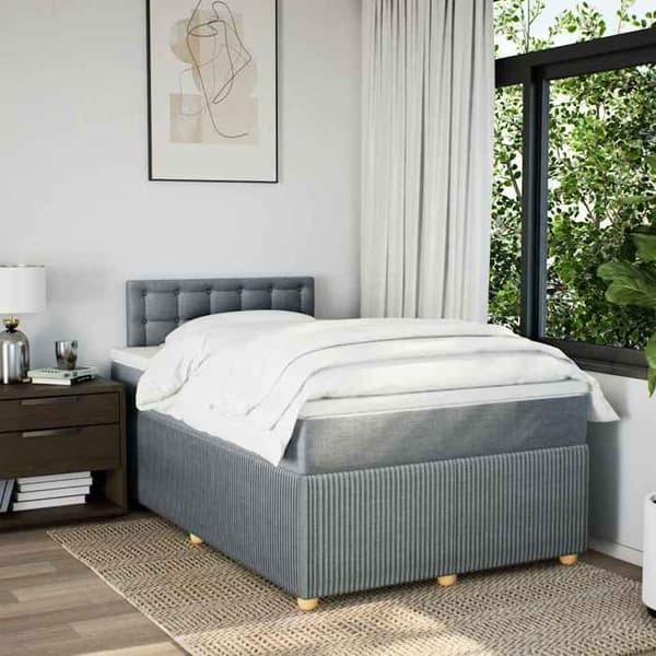 Sengestel med madras - EKSKLUSIV HUS - 120x200 cm - Polyesterstof - Pocketfjedre - LED & USB 5V
