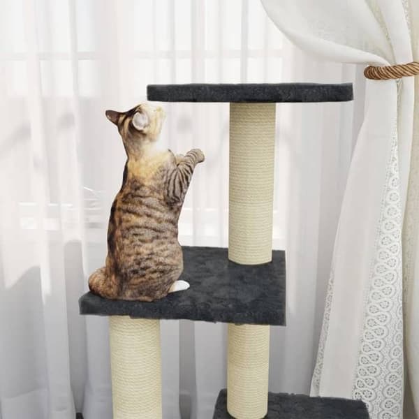 Kattetræ - Eksklusivt Hus - Sisal - Mørkegrå - 92 cm Mörkgrå