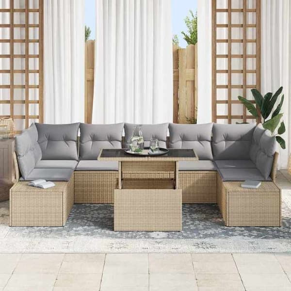 Maison Exclusive - 8 osan puutarhakalustesarja Beige ja Vaaleanharmaa