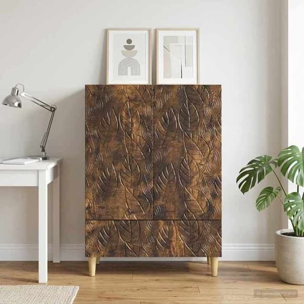 Maison Exclusive - Buffet Røget Eg 66 x 34,5 x 95 cm Ingeniørtræ Rökt ek