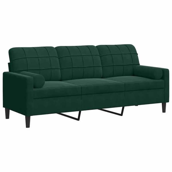 Maison Exclusive - Soffa 3 platser med mörkgröna kuddar 180 cm sammet