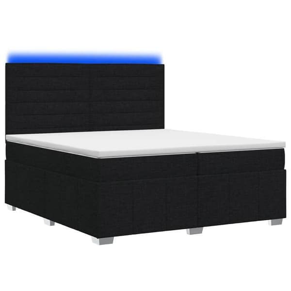 Maison Exclusive - Boxspring-säng med LED och madrass Svart 200 x 200 cm Tyg