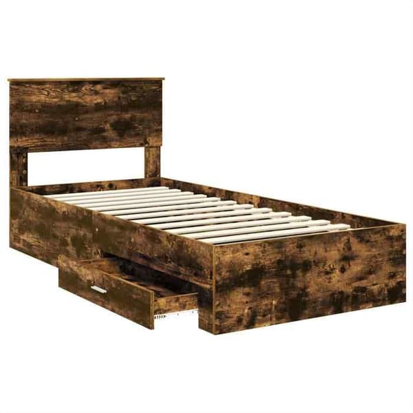 Maison Exclusive - Sängram Rökt ek 90 x 190 cm Ingenjörsträ