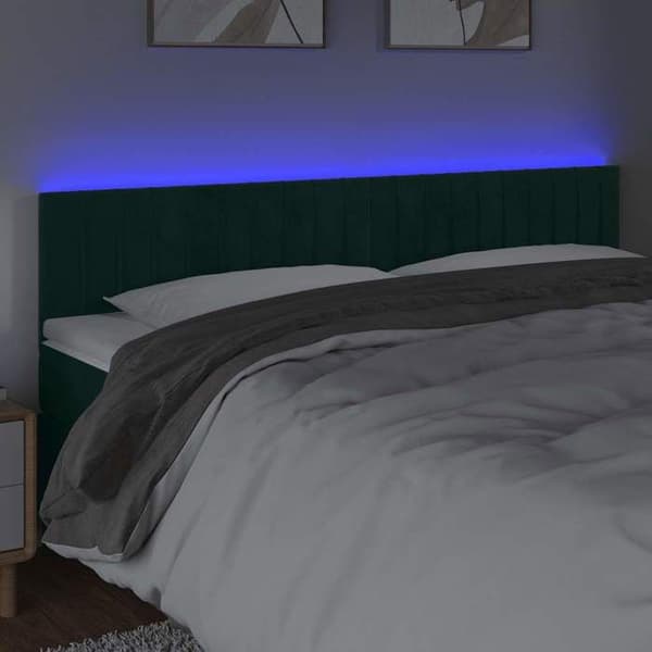 Maison Exclusive - LED-päätyvihreä 200x5x78/88 cm Sametti Mörkgrön