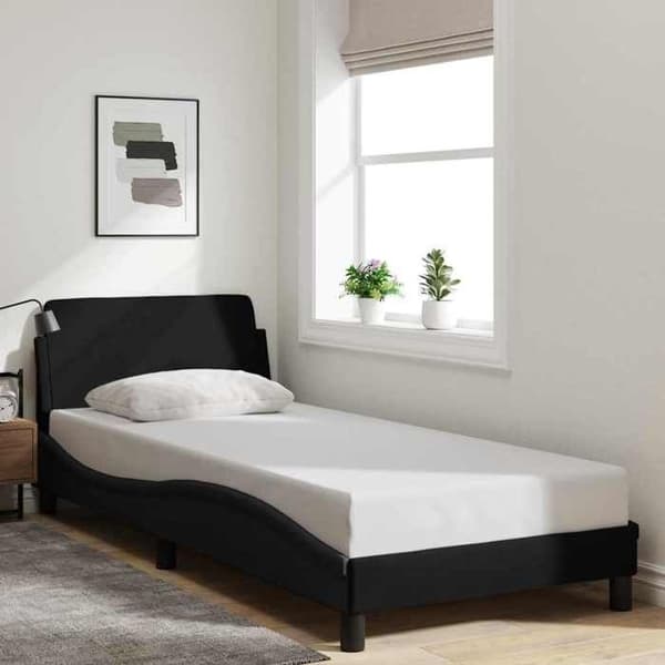 Sengestel - EKSKLUSIV HUS - Dover - 80 x 200 cm - Sort stof - Lamelseng Svart