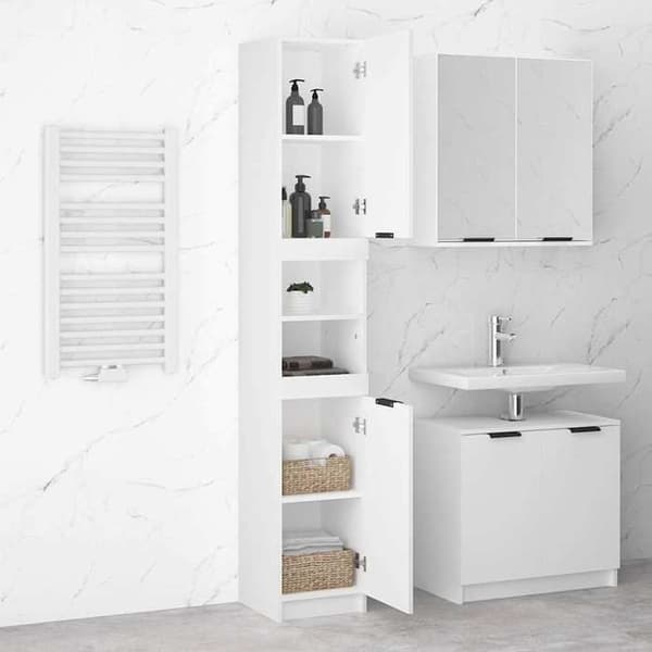 Maison Exclusive - Badrumsskåp vit 32x34x188,5 cm ingenjörsträ