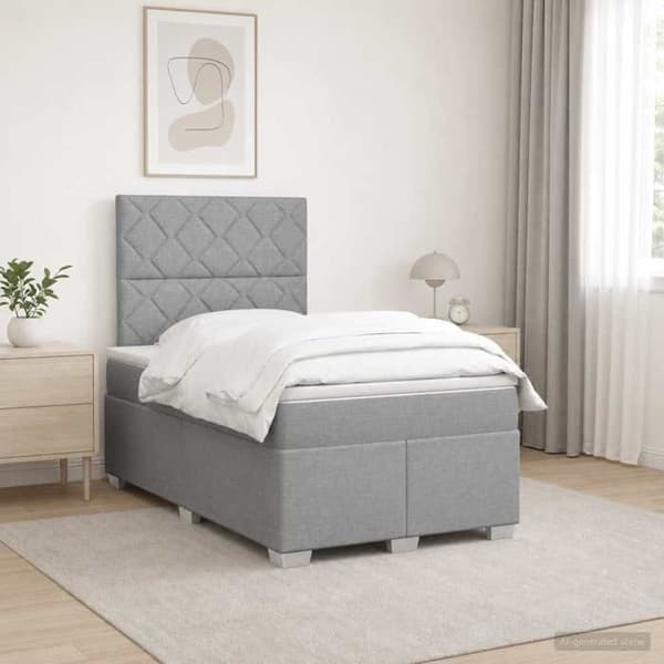Maison Exclusive - Boxspring säng med madrass Ljusgrå 120 x 190 cm Tyg
