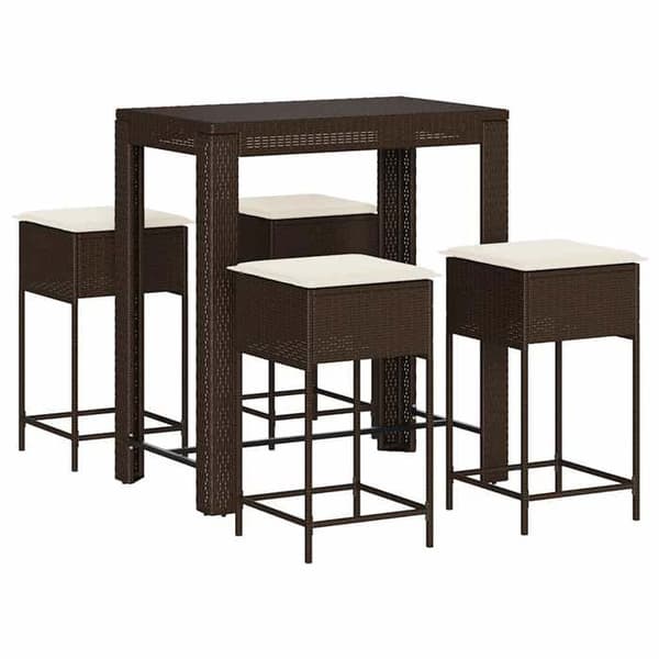 Maison Exclusive - Havebar sæt med puder 5 stk brun poly rattan brun