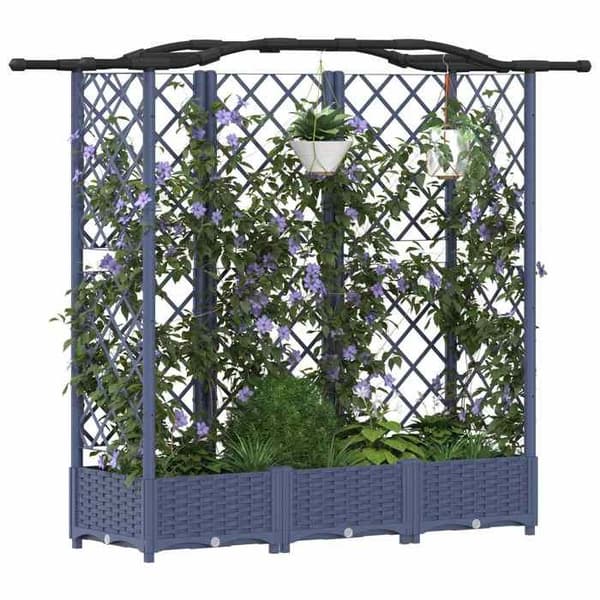 Maison Exclusive - Hævet Seng med Gitter og Grå Tag 163 x 40 x 123 cm PP Grå