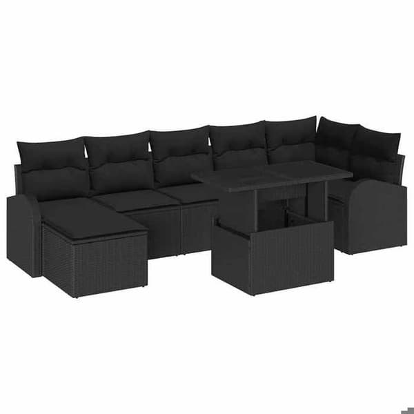 Maison Exclusive - 8 osan puutarhakalustesetti, musta polyrottinki