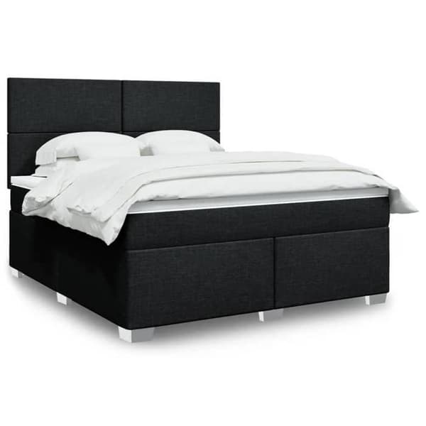 Maison Exclusive - Sengebund med lameller og madras Sort 180x200 cm Stof