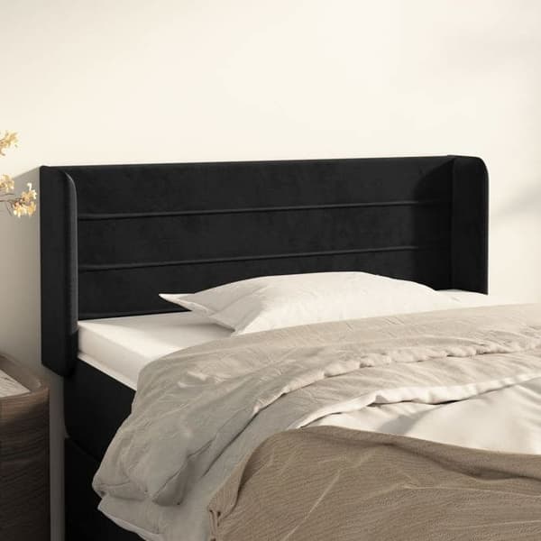 Maison Exclusive - Päätylevy korvilla Musta 103x16x78/88 cm Sametti Svart
