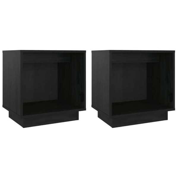 Maison Exclusive - Natborde 2 stk Sort 40x30x40 cm Solid fyrretræ Svart