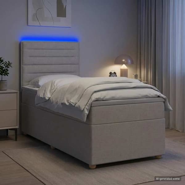Maison Exclusive - Boxspring seng med madras Taupe 90 x 200 cm Stof