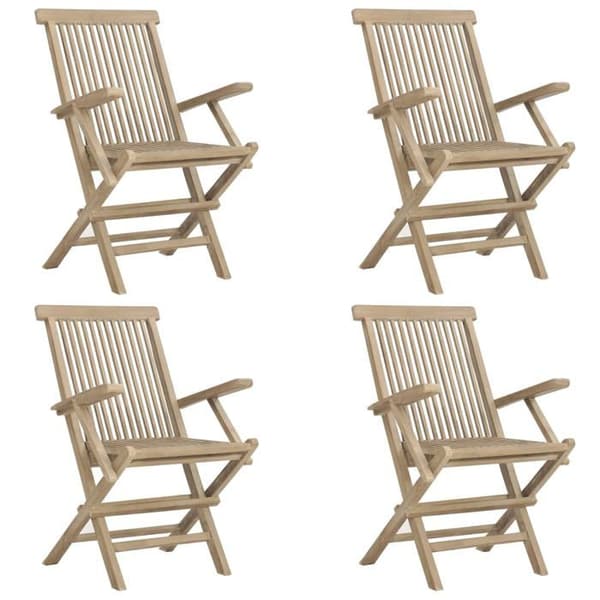 Trädgårdsmöbler - EXKLUSIVT HUS - Design med lameller - Massivt teak - Fällbar - Grå grå