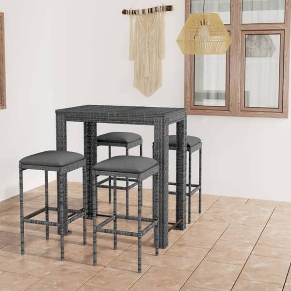 Maison Exclusive - Havebar sæt 5 dele med puder, flet i grå Grå