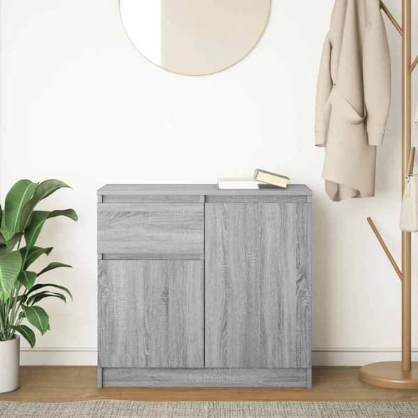 Maison Exclusive - Buffet med skuffe sonoma grå 71x35x65 cm ingeniørtræ