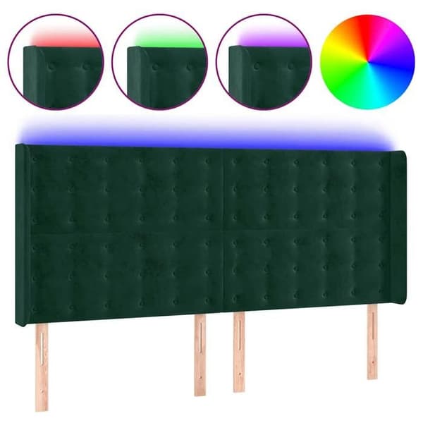 Maison Exclusive - LED-pääty vihreä tummanvihreä 183x16x118/128 cm Sametti Mörkgrön
