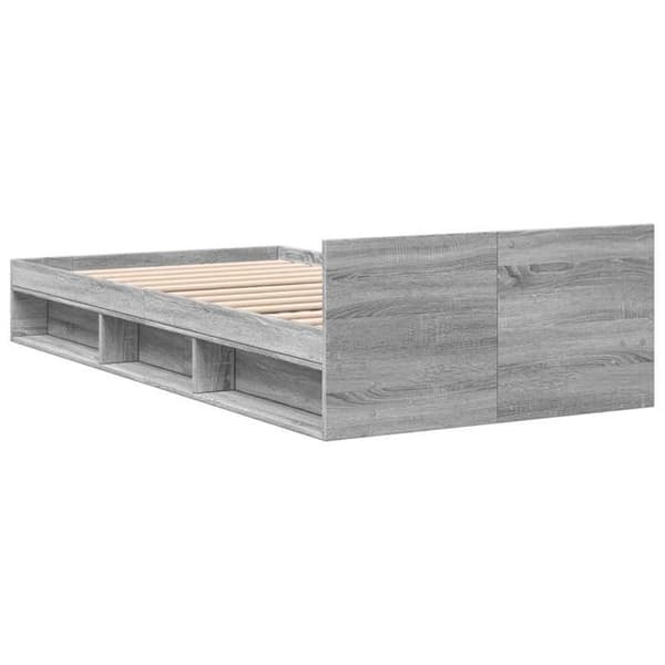 Maison Exclusive - Sängram med låda utan madrass sonoma grå 100x200 cm