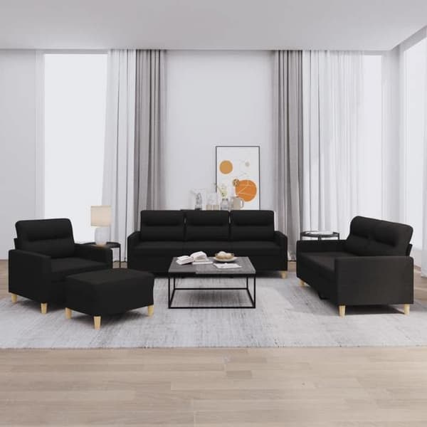 Maison Exclusive - Sæt af 4 sofaer med puder Sort Stof